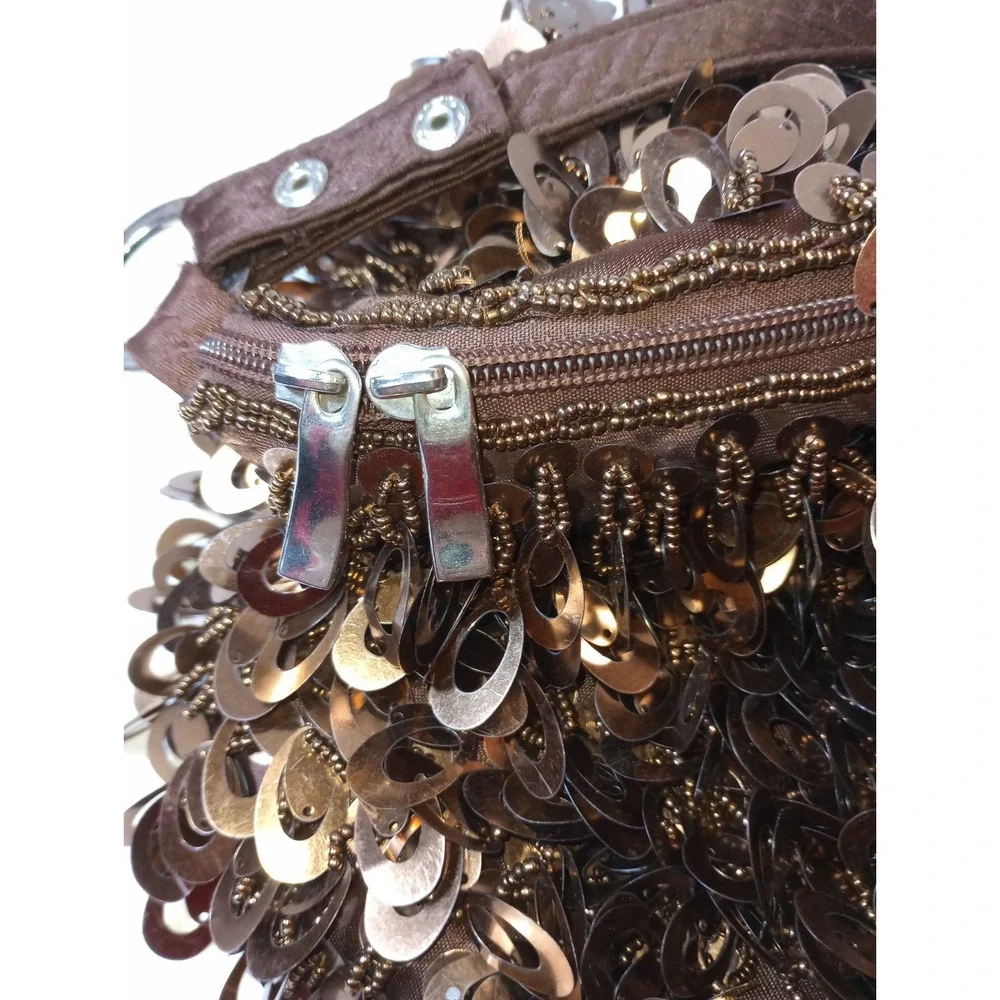 VINTAGE Fashion Posh Handbag Sequined Bronze Color GOGO Bling Glam *READ*